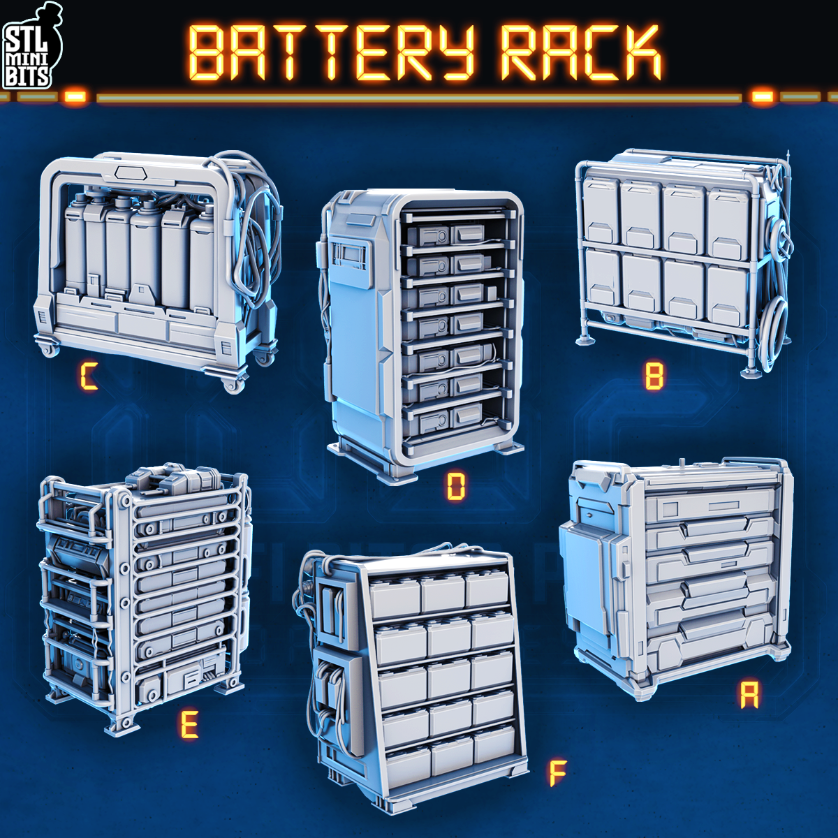 1002 SCI-FI Bits&Props - Battery Racks STL Digital