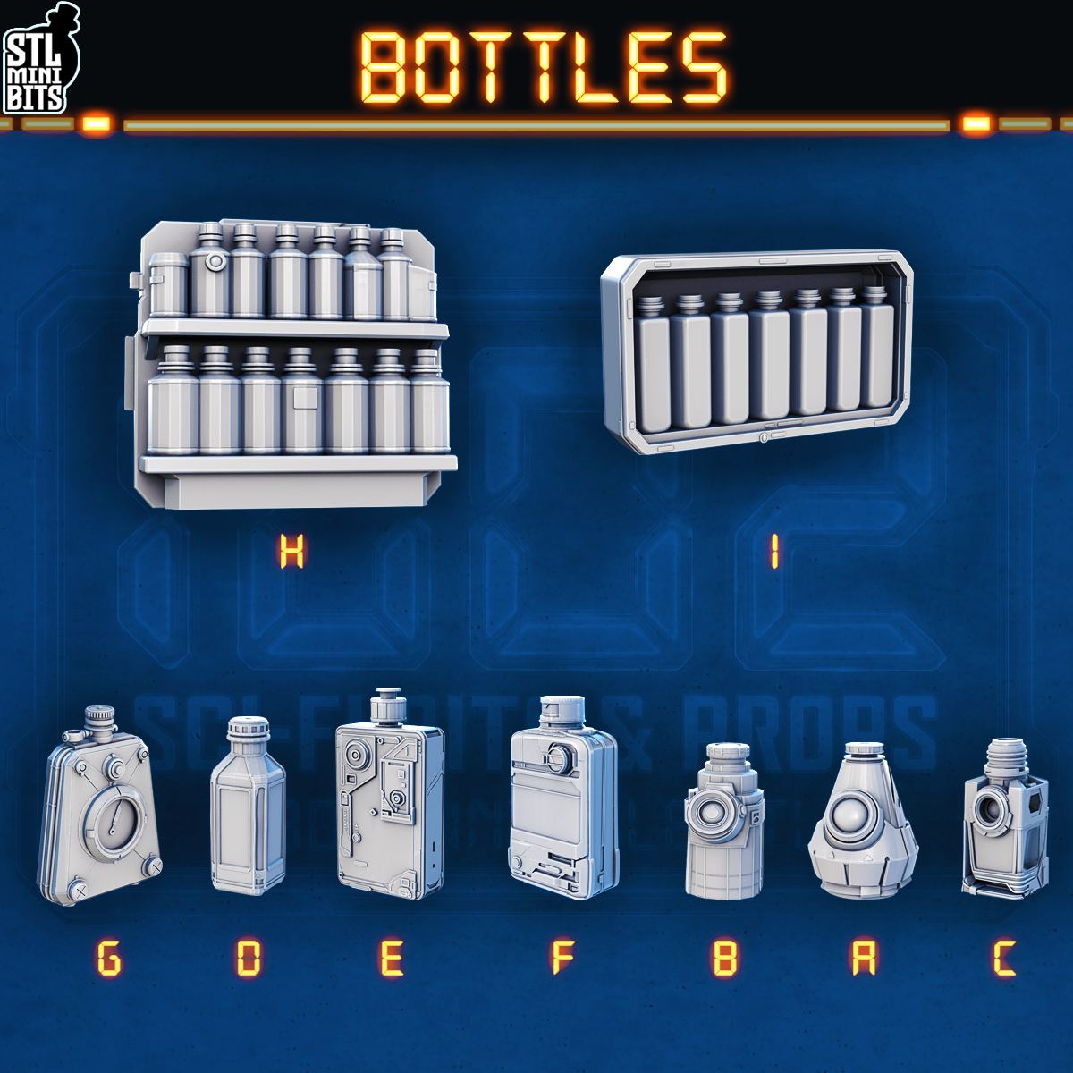 1002 SCI-FI Bits&Props - Bottles STL Digital