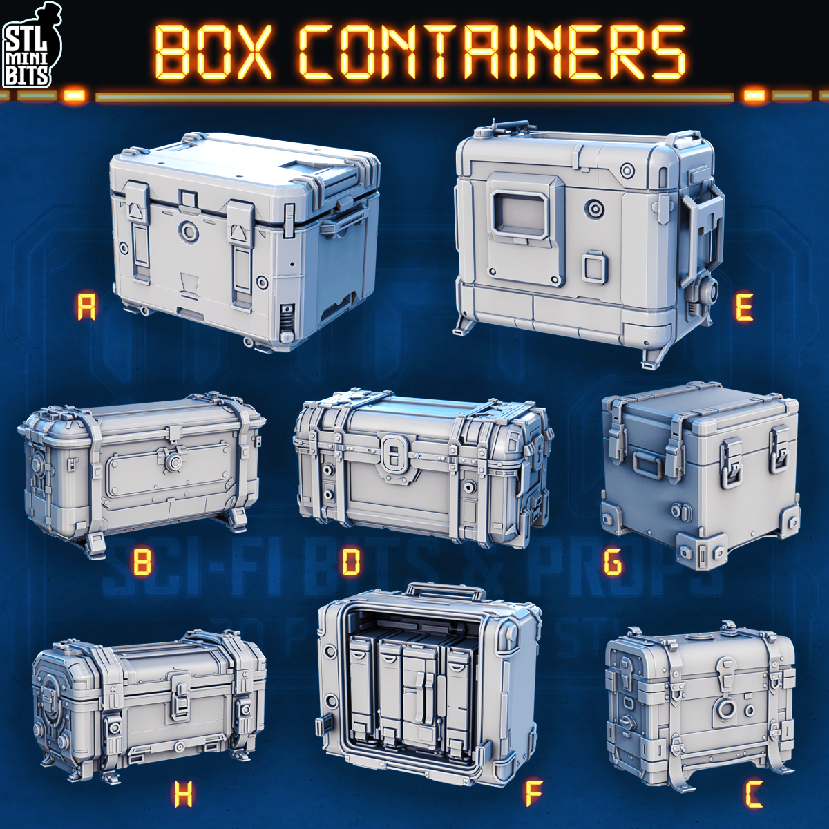 1002 SCI-FI Bits&Props - Box Containers STL Digital