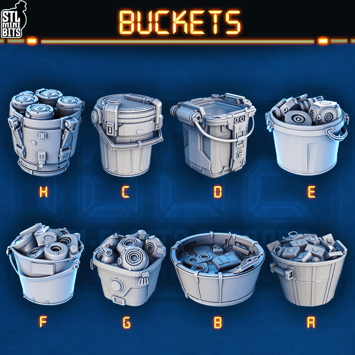 1002 SCI-FI Bits&Props - Buckets STL Digital