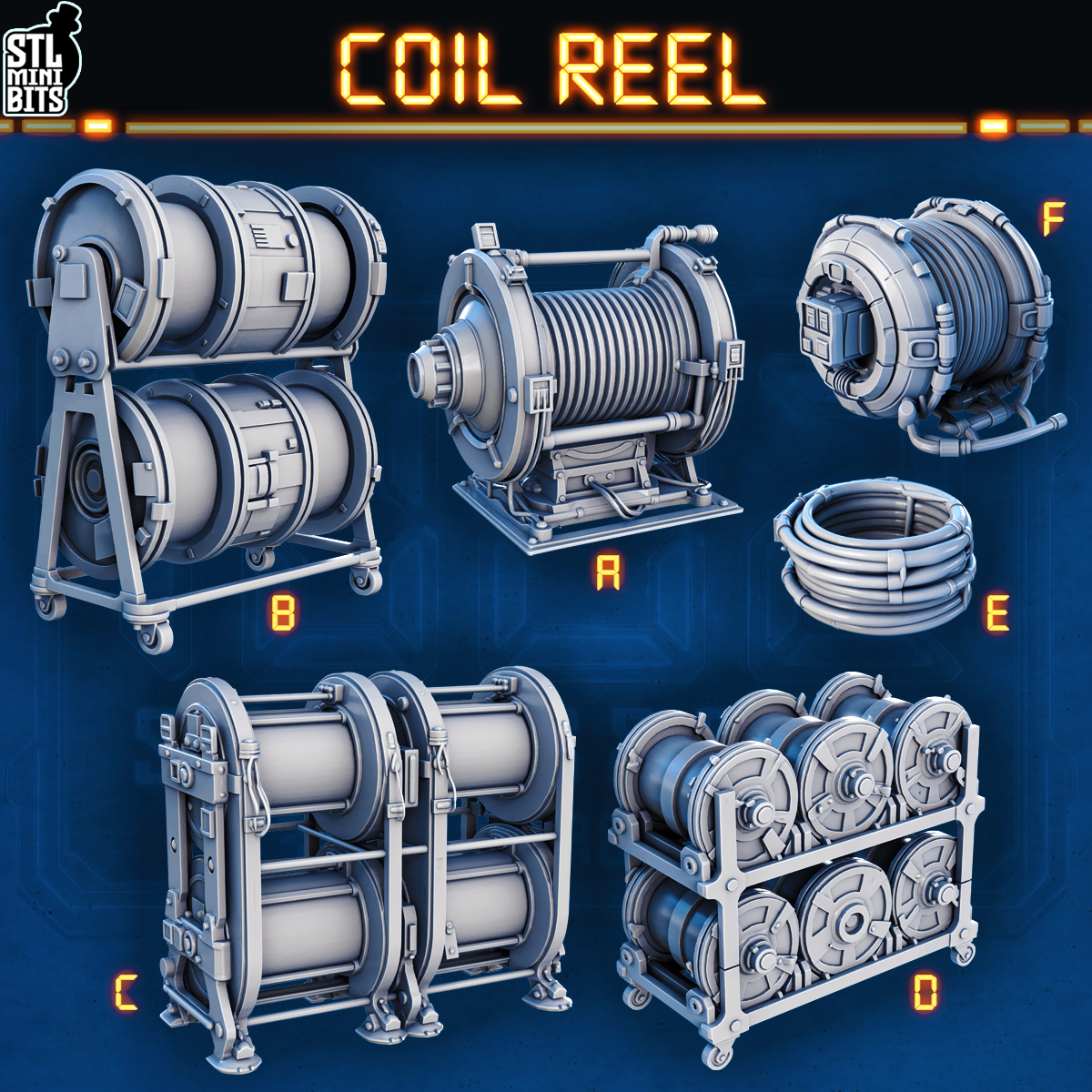 1002 SCI-FI Bits&Props - Coil Reels STL Digital