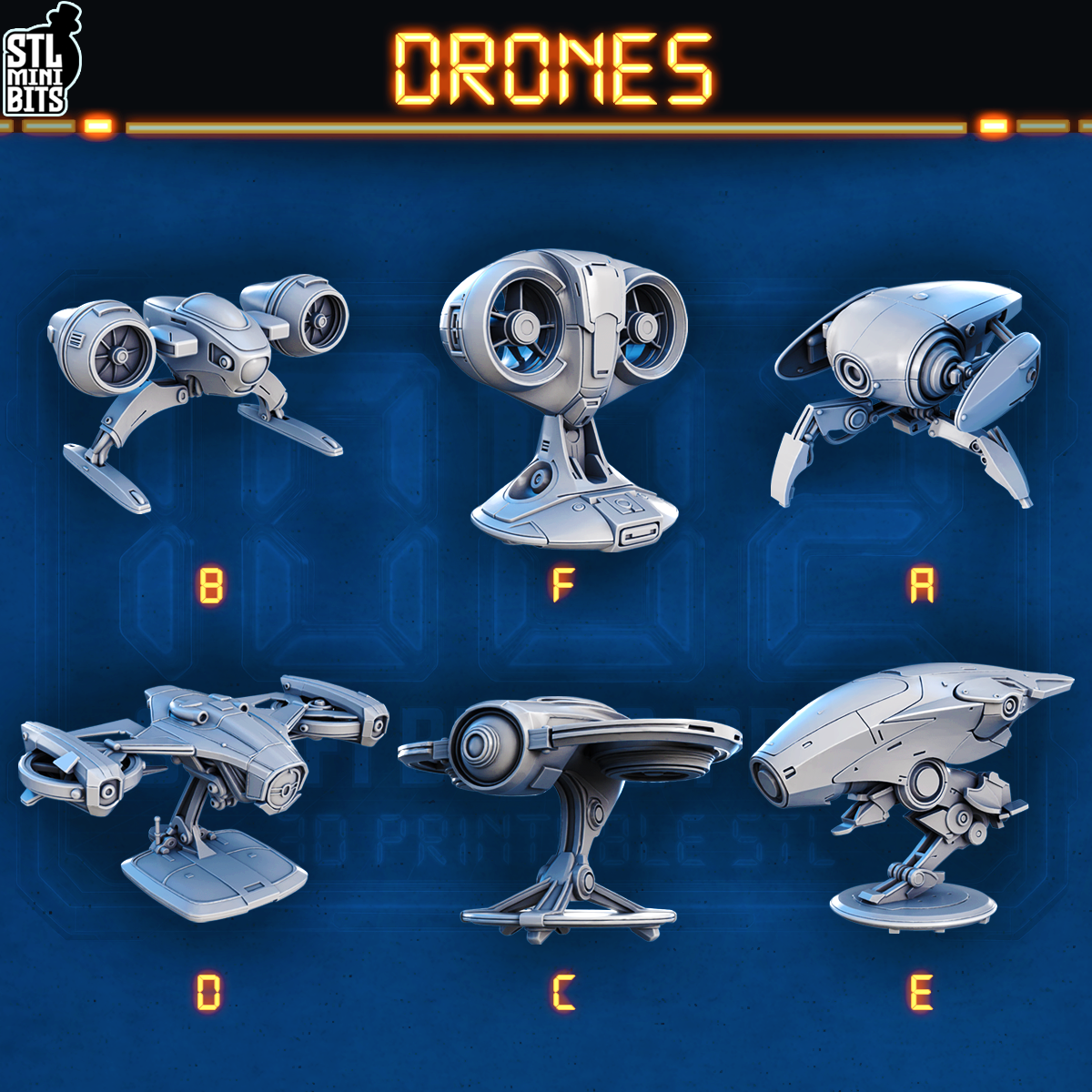 1002 SCI-FI Bits&Props - Drones STL Digital