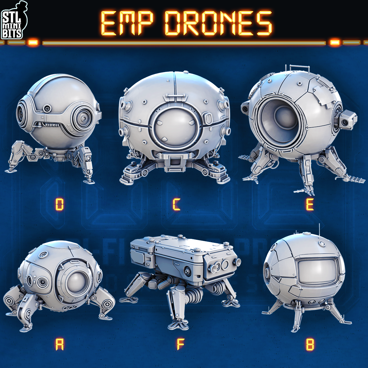 1002 SCI-FI Bits&Props - EMP Drones STL Digital