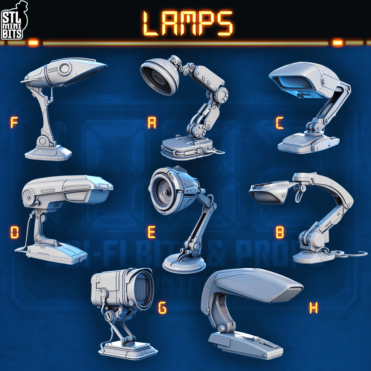 1002 SCI-FI Bits&Props – Lamps STL Digital