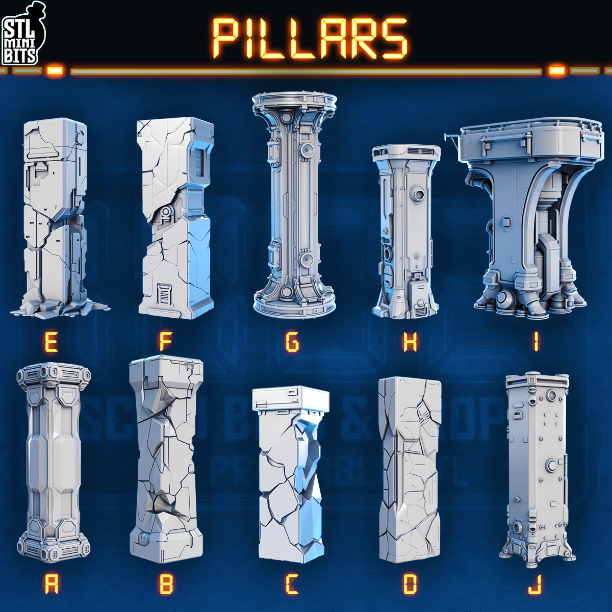 1002 SCI-FI Bits&Props – Pillars STL Digital