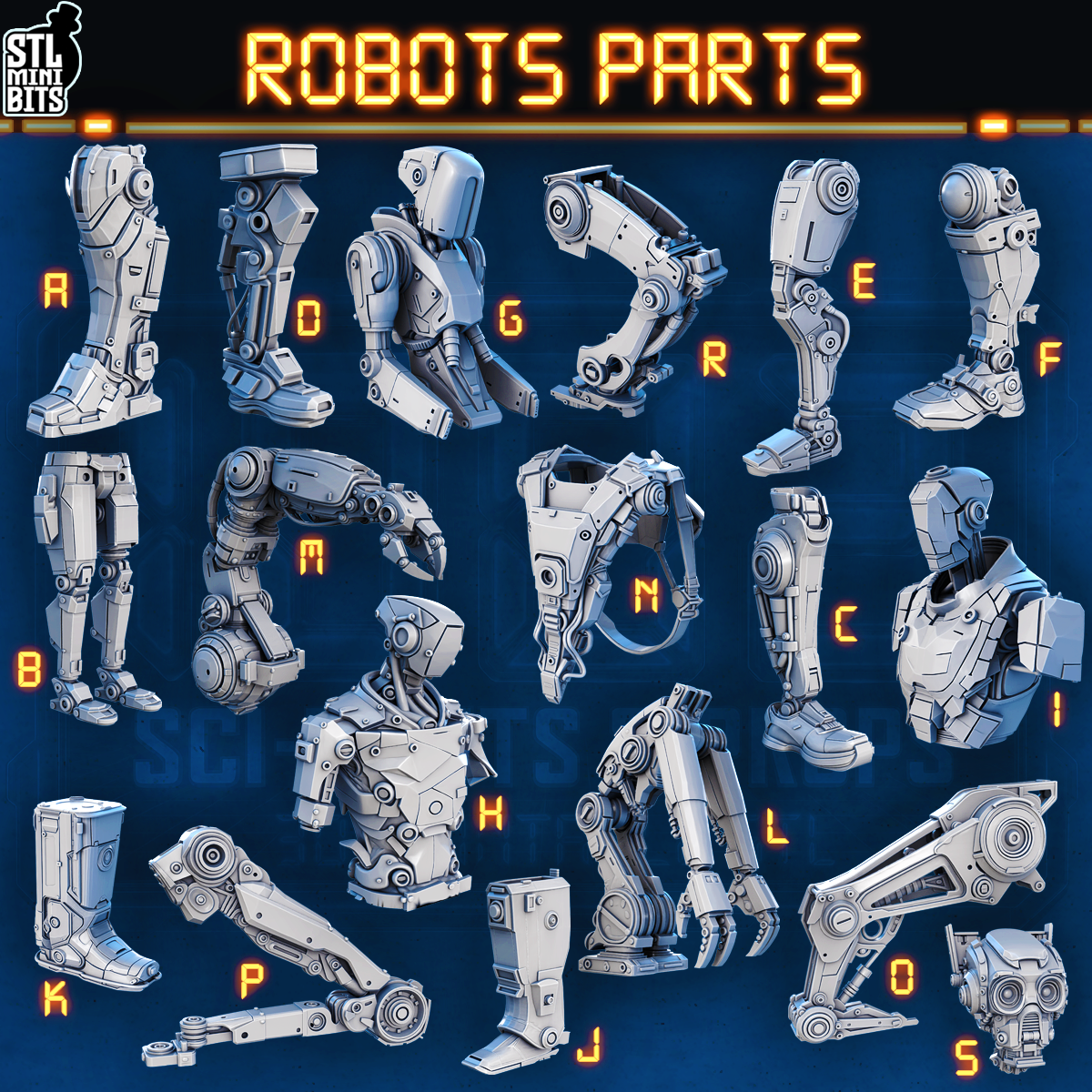 1002 SCI-FI Bits&Props – Robots Parts STL Digital