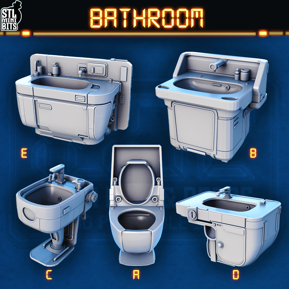 1002 SCI-FI Bits&Props – Bathroom STL Digital