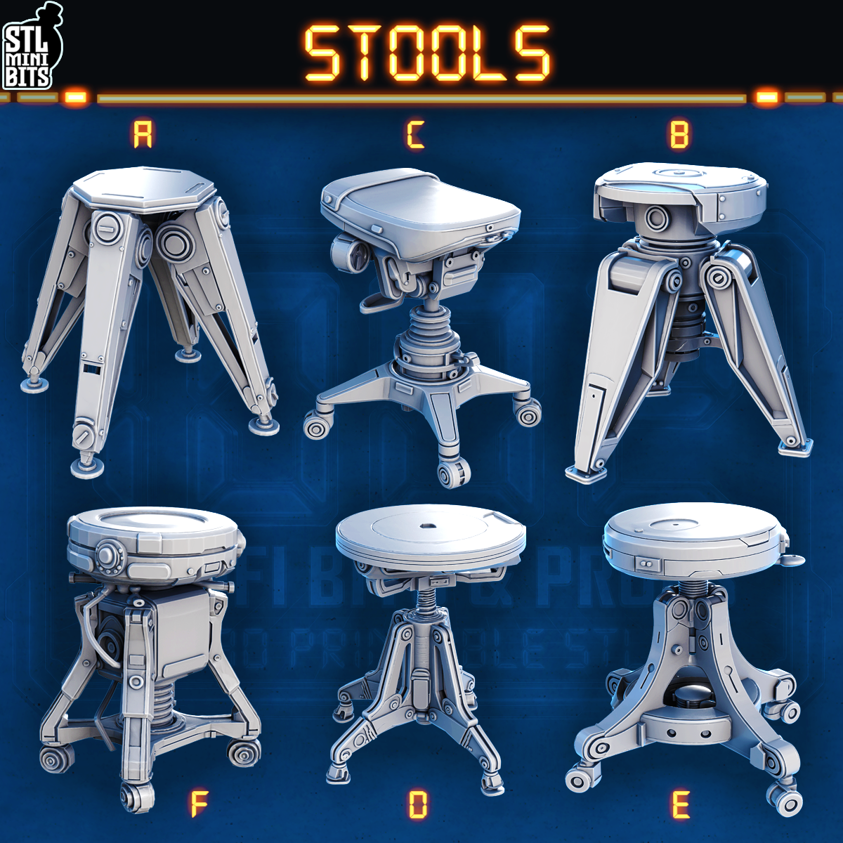1002 SCI-FI Bits&Props – Stools STL Digital