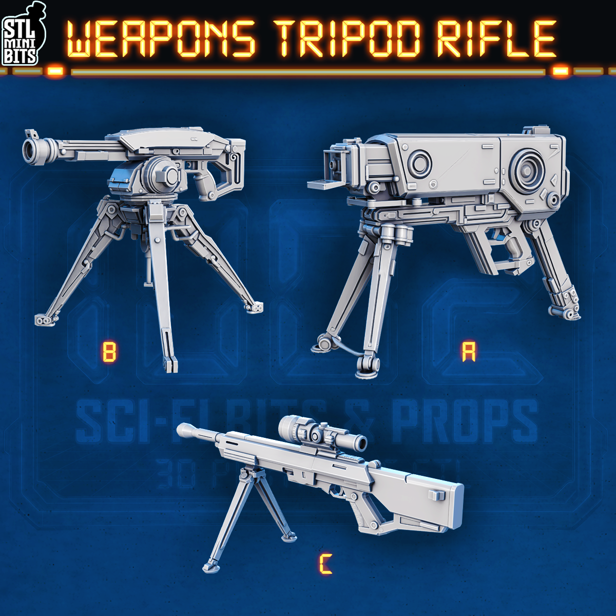 1002 SCI-FI Bits&Props – Weapons Tripod Rifle STL Digital