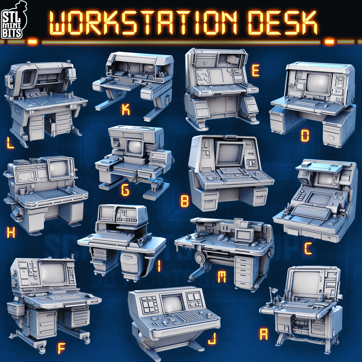 1002 SCI-FI Bits&Props – Workstation Desk STL Digital