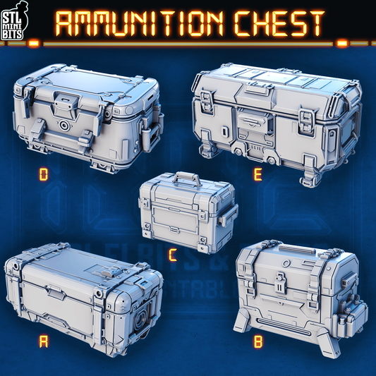 1002 SCI-FI Bits&Props - Ammunition Chests STL Digital