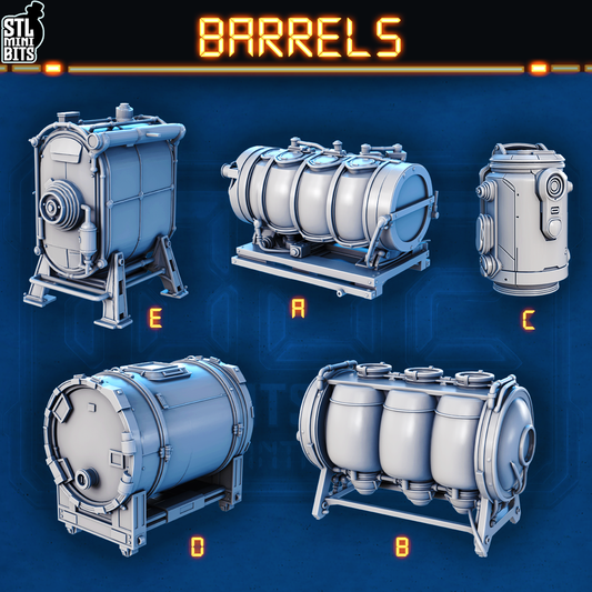 1002 SCI-FI Bits&Props - Barrels STL Digital