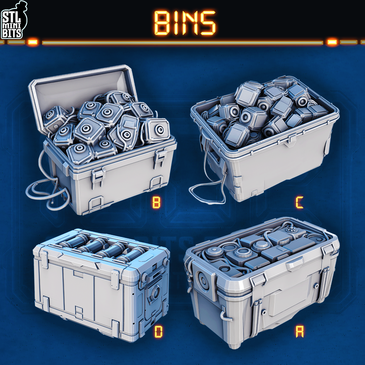 1002 SCI-FI Bits&Props - Bins STL Digital