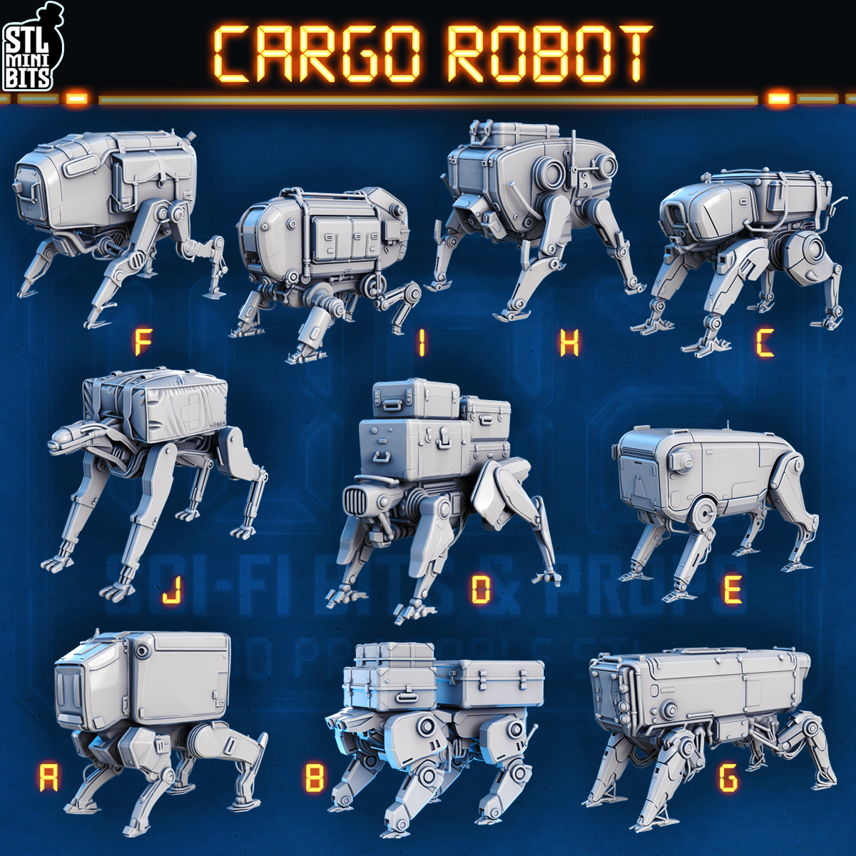 1002 SCI-FI Bits&Props - Cargo Robots STL Digital