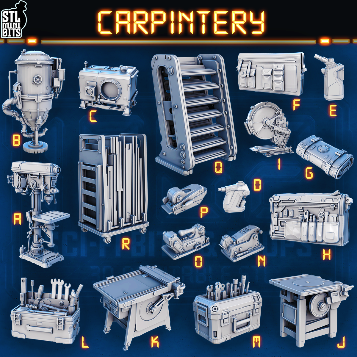 1002 SCI-FI Bits&Props - Carpentry Tools STL Digital