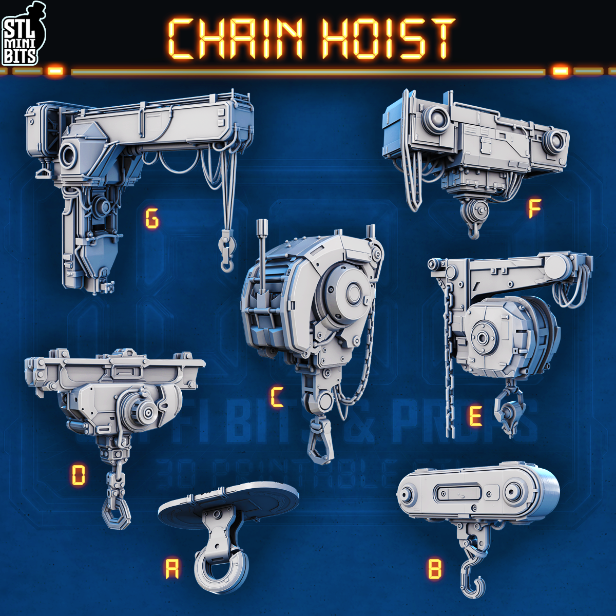 1002 SCI-FI Bits&Props - Chain Hoists STL Digital