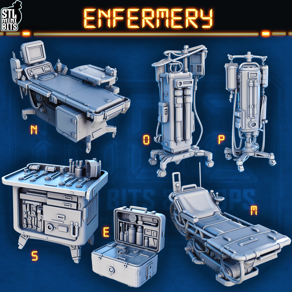 1002 SCI-FI Bits&Props - Enfermery STL Digital