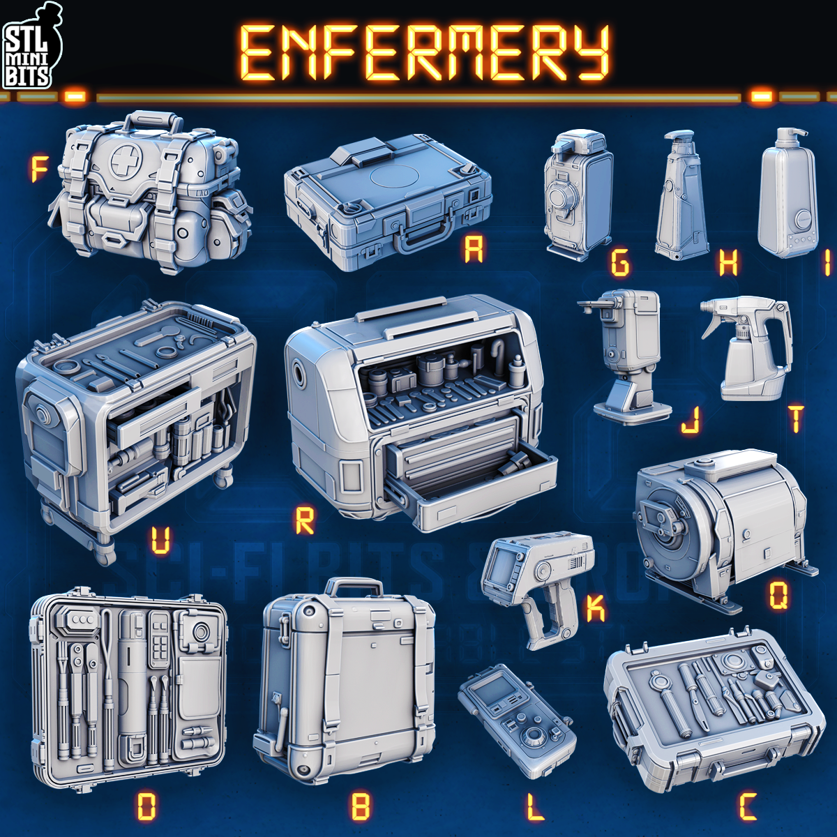 1002 SCI-FI Bits&Props - Enfermery STL Digital