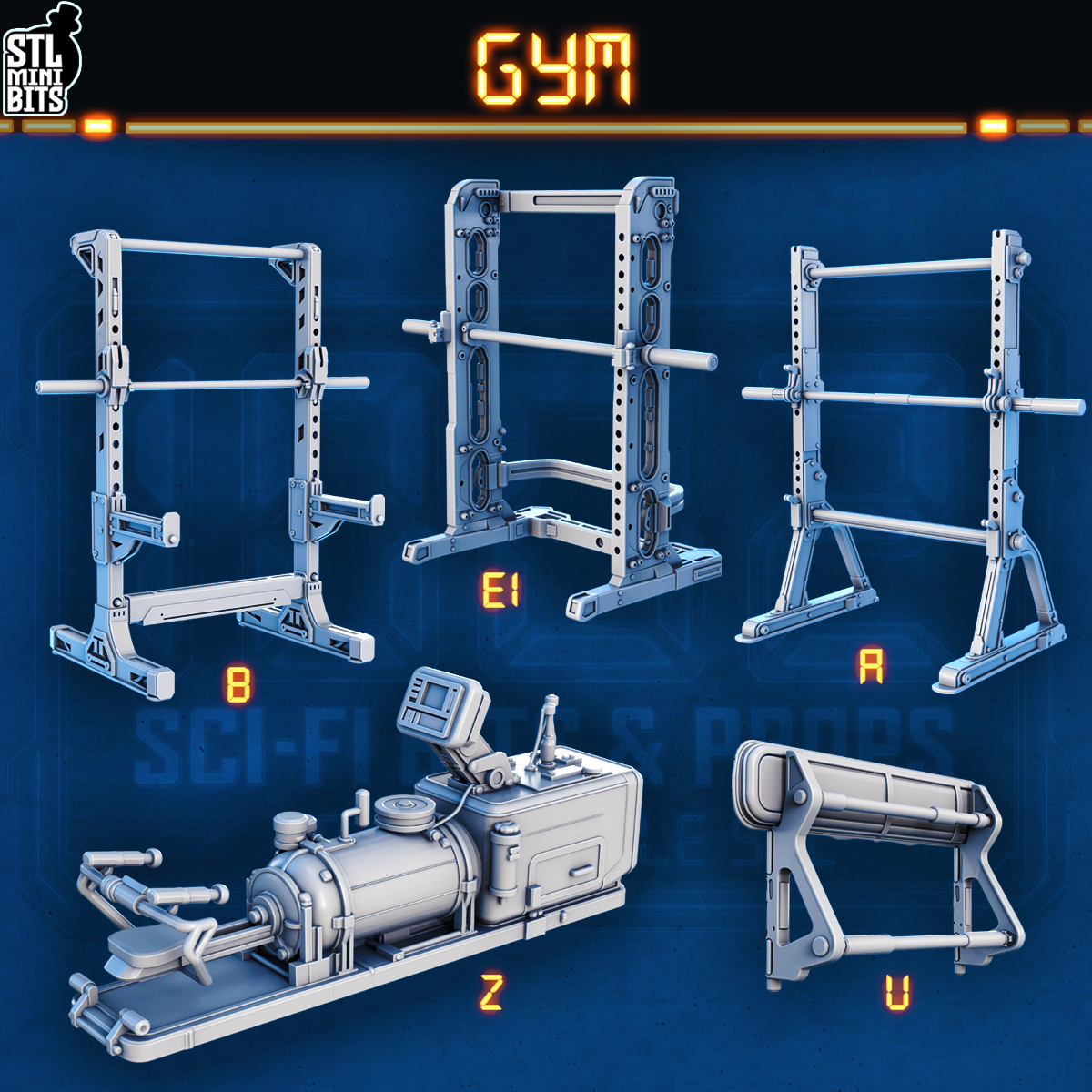 1002 SCI-FI Bits&Props - Gym Equipment STL Digital
