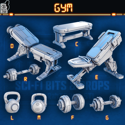 1002 SCI-FI Bits&Props - Gym Equipment STL Digital