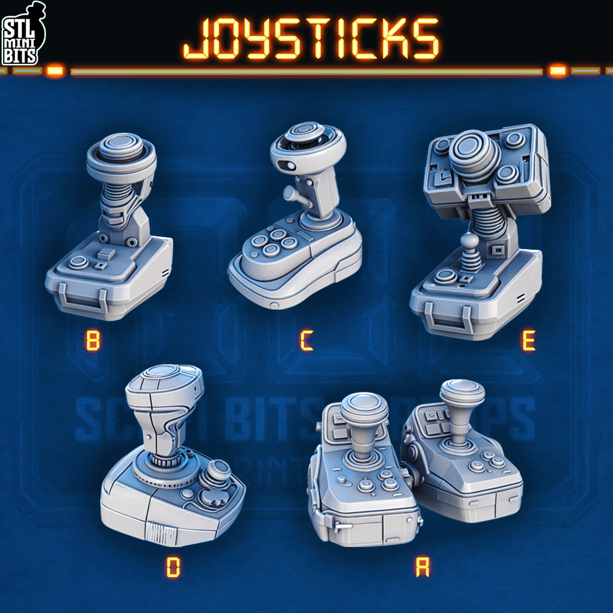 1002 SCI-FI Bits&Props – Joysticks STL Digital