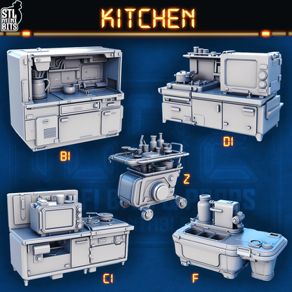 1002 SCI-FI Bits&Props – Kitchen Equipment STL Digital