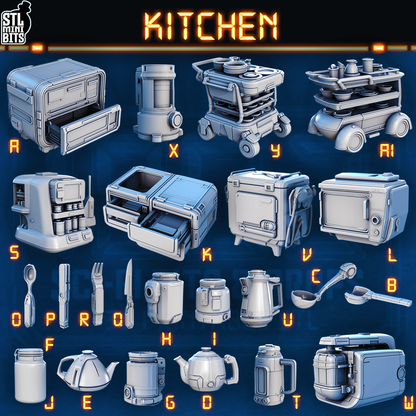 1002 SCI-FI Bits&Props – Kitchen Equipment STL Digital