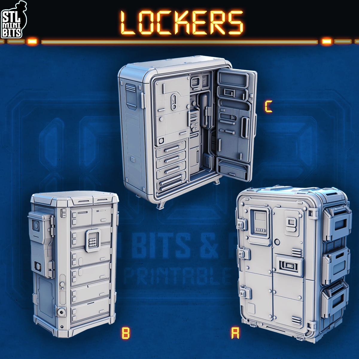 1002 SCI-FI Bits&Props – Lockers STL Digital