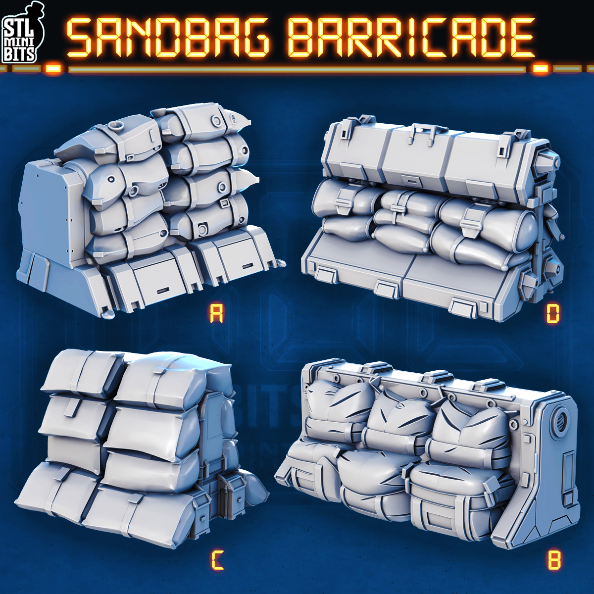 1002 SCI-FI Bits&Props – Sandbag Barricade STL Digital