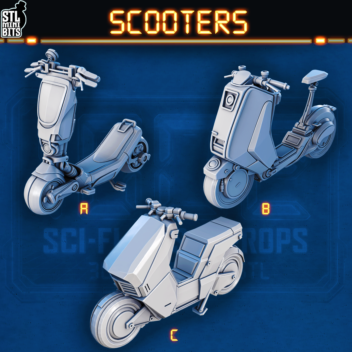 1002 SCI-FI Bits&Props – Scooters STL Digital