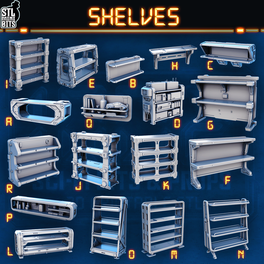 1002 SCI-FI Bits&Props – Shelves STL Digital