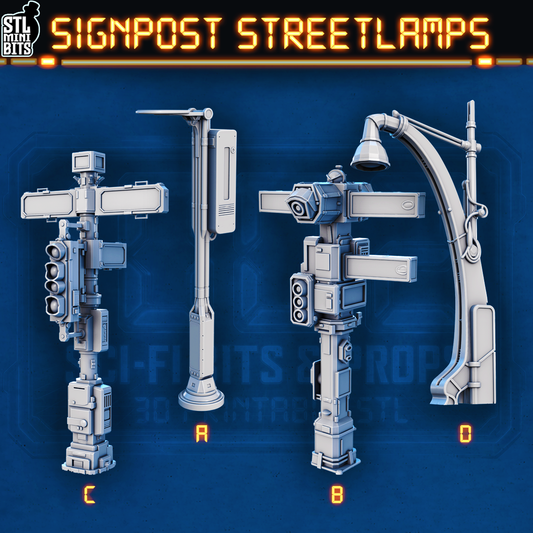 1002 SCI-FI Bits&Props – Signpost Streetlamps STL Digital