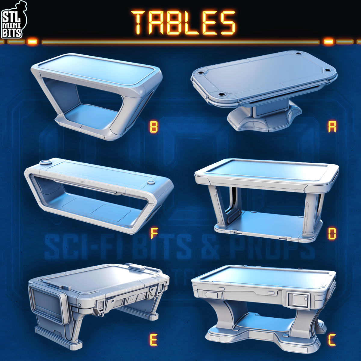 1002 SCI-FI Bits&Props – Tables STL Digital