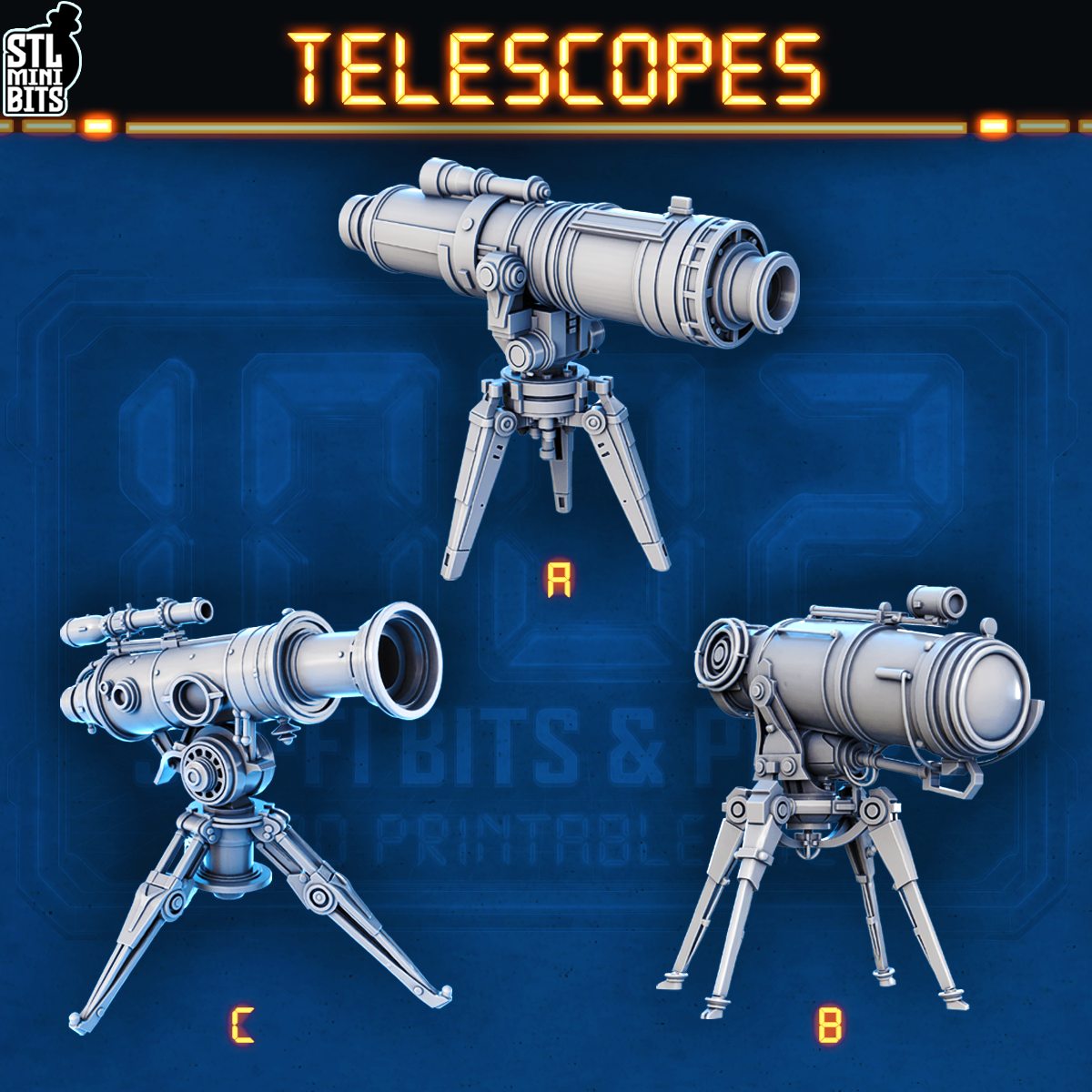 1002 SCI-FI Bits&Props – Telescopes STL Digital