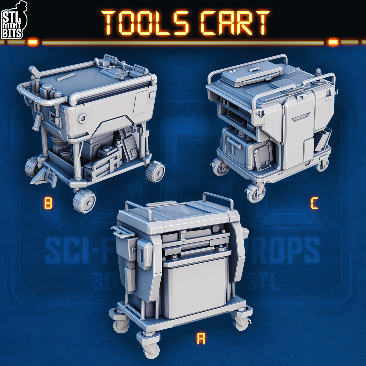 1002 SCI-FI Bits&Props – Tools Cart STL Digital