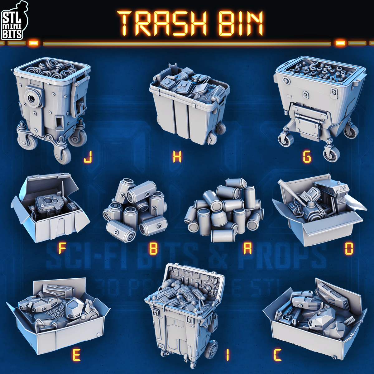 1002 SCI-FI Bits&Props – Trash Bin STL Digital