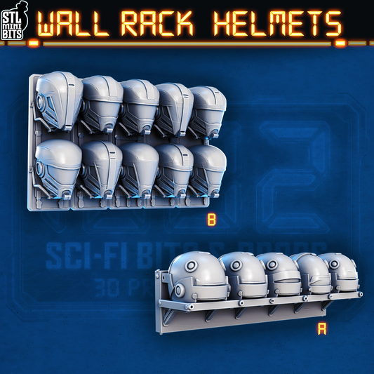 1002 SCI-FI Bits&Props – Wall Rack Helmets STL Digital