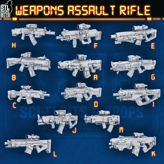 1002 SCI-FI Bits&Props – Weapons Assault Rifle STL Digital