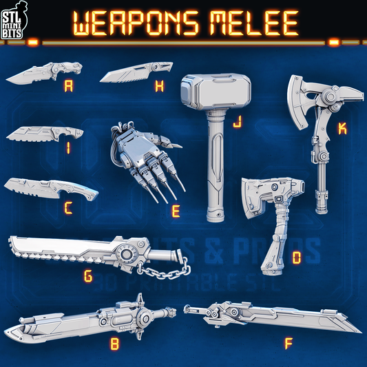 1002 SCI-FI Bits&Props – Weapons Melee STL Digital