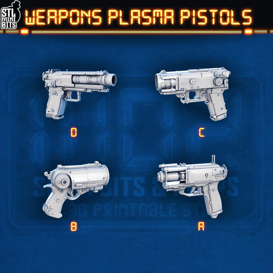 1002 SCI-FI Bits&Props – Weapons Plasma Pistols STL Digital