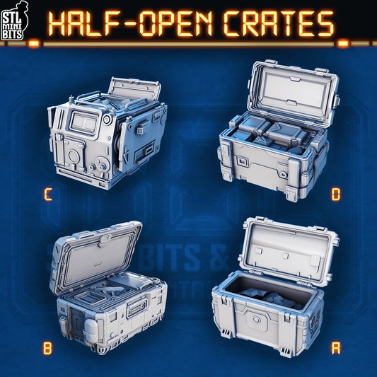 1002 SCI-FI Bits&Props – Half-Open Crates STL Digital