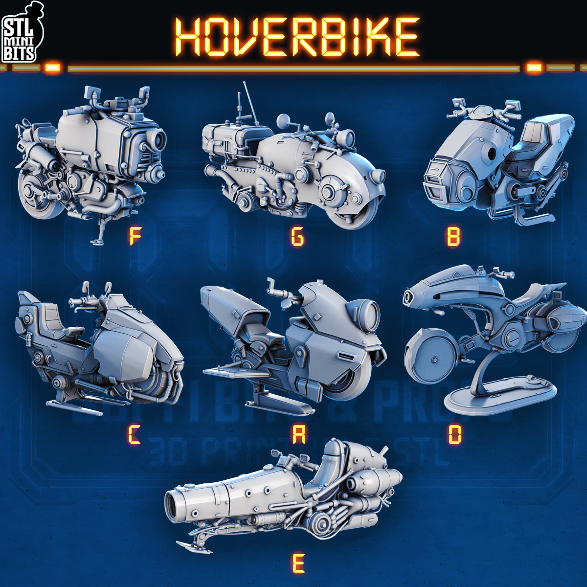 1002 SCI-FI Bits&Props – Hoverbike STL Digital