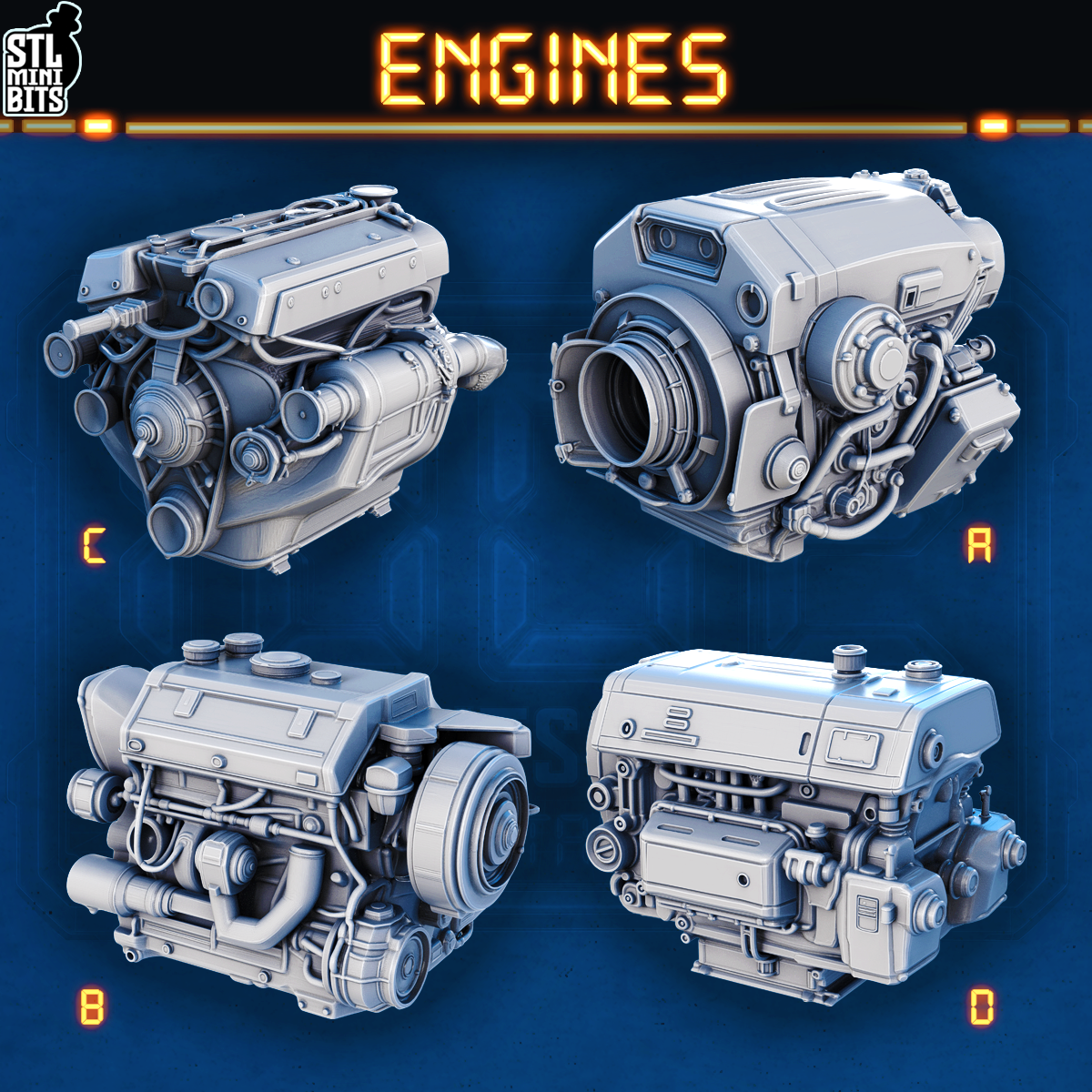 1002 SCI-FI Bits&Props – Engines STL Digital
